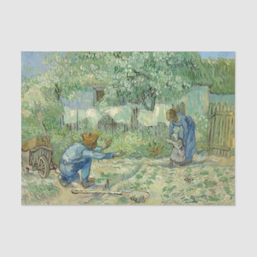 Eerste stappen, na Millet door Vincent Van Gogh Tissuepapier (Voorkant)