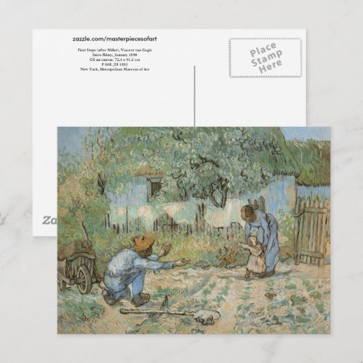 Eerste stappen (na Millet) Van Gogh Fine Art Briefkaart (Voorkant / Achterkant)
