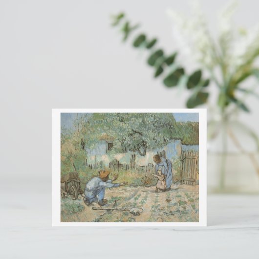 Eerste stappen (na Millet) Van Gogh Fine Art Briefkaart (Staand voorkant)