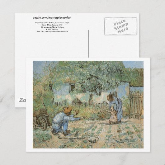 Eerste stappen (na Millet) Van Gogh Fine Art Briefkaart (Voorkant / Achterkant)