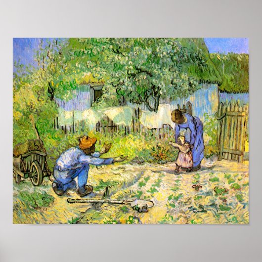 Eerste stappen (na Millet) Van Gogh Fine Art Poster (Voorkant)