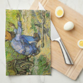 Eerste stappen (na Millet) van Vincent van Gogh Theedoek (Quarter Fold)