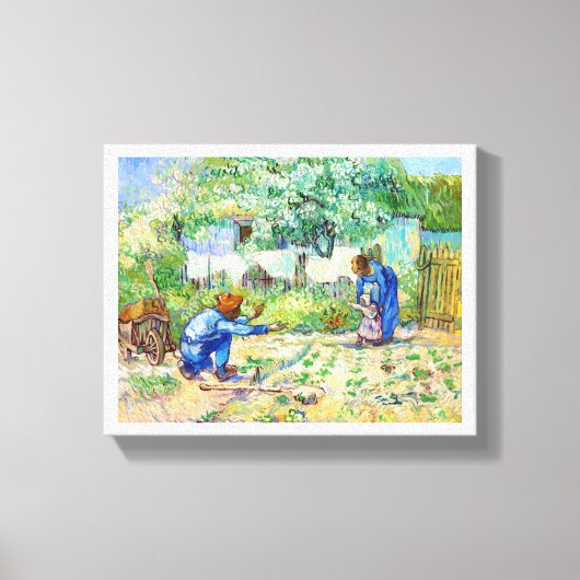 Eerste stappen (na Millet) Vincent van Gogh art Canvas Afdruk (Voorkant)