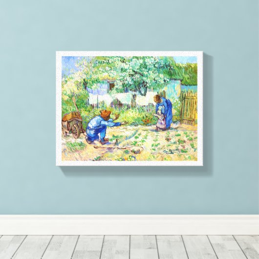 Eerste stappen (na Millet) Vincent van Gogh art Canvas Afdruk (Insitu (Houten vloer))