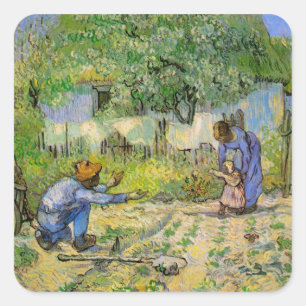 Eerste stappen (naar Millet) door Vincent van Gogh Vierkante Sticker