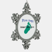 Eerste stappen tin sneeuwvlok ornament (Links)