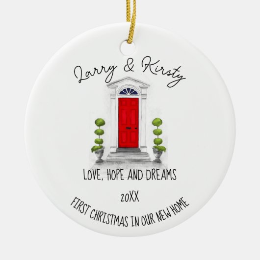 Eerste startpunt noemt bewerkbare berichten keramisch ornament (Voorkant)