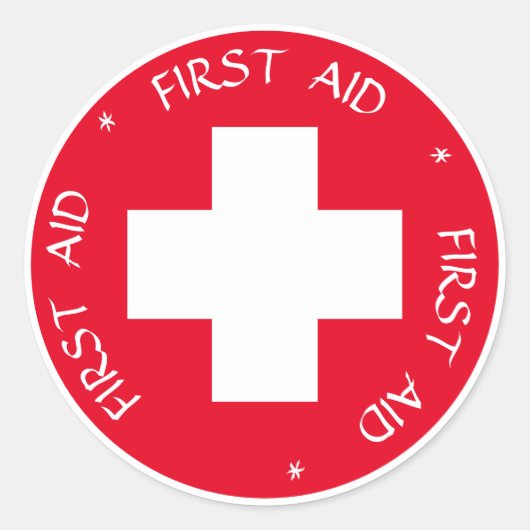 Eerste steun - Medic (kruis) - Ambulance, Help Ronde Sticker (Voorkant)