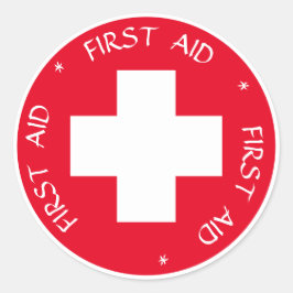 Eerste steun - Medic (kruis) - Ambulance, Help Ronde Sticker