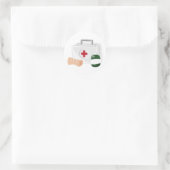 Eerste steun ronde sticker (Tas)