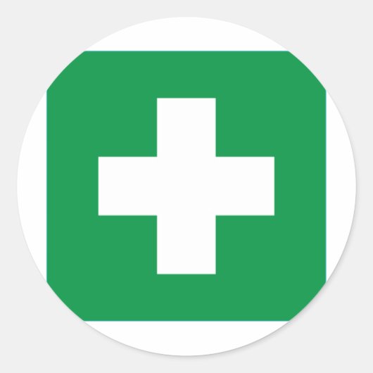 Eerste steun ronde sticker (Voorkant)