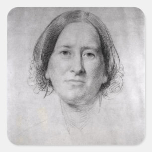 Eerste studie over het portret van George Eliot Vierkante Sticker