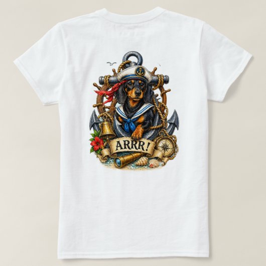 Eerste Stuurman Dachshund T-shirt (Design achterkant)