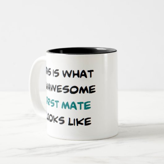 eerste stuurman, geweldige tweekleurige koffiemok (Voorkant links)