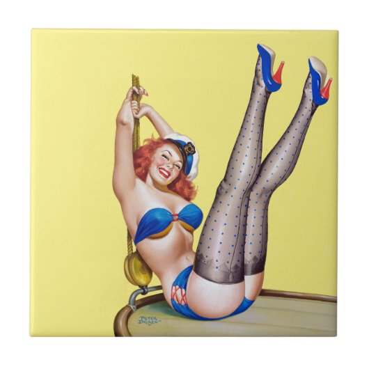 Eerste stuurman: Peter Driben 1953 Tegeltje (Voorkant)