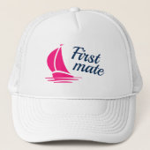 Eerste stuurman roze dameskool zeilboot trucker pet (Voorkant)