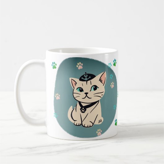 Eerste stuurman van de kattenliefhebber Geschenk Koffiemok (Links)