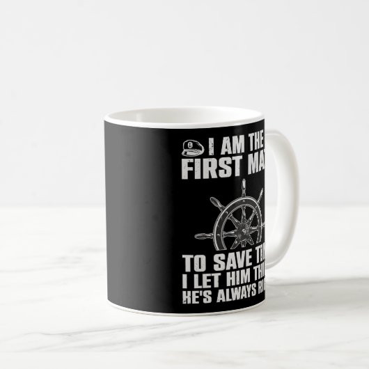 Eerste stuurman voor bootkapitein bootdok koffiemok (Voorkant rechts)