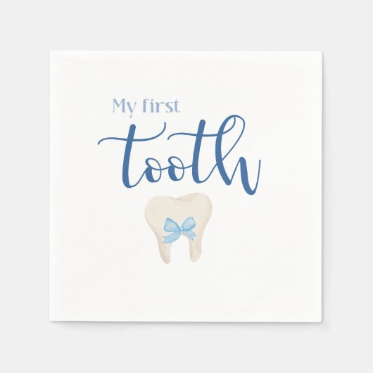 Eerste Tand - Agra Hadig Minimalistisch Blauw Servet (Voorkant)