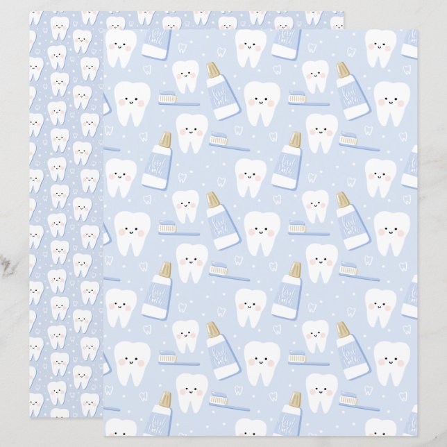 Eerste tand dubbelzijdig scrapbookingpapier (Voorkant / Achterkant)