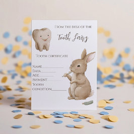 Eerste Tand Fee Certificaat voor Konijn