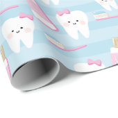 Eerste Tand Gift Wrapping Papier voor Meisje (Rol Hoek)