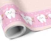 Eerste Tand roze feesttafelkleed, inpakpapier (Rol Hoek)