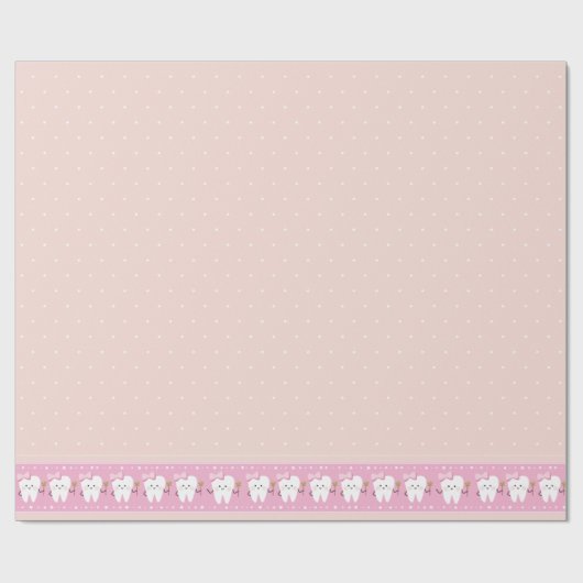 Eerste Tand roze feesttafelkleed, inpakpapier (Vlak)