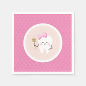 Eerste tand roze papieren servet (Voorkant)