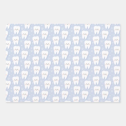 Eerste Tand Wrapping Papier Flat Sheet Set van 3 Inpakpapier Vel (Voorkant)