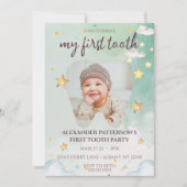 Eerste Tandfeest Schattigee Waterverf Sterren Baby Kaart (Voorkant)