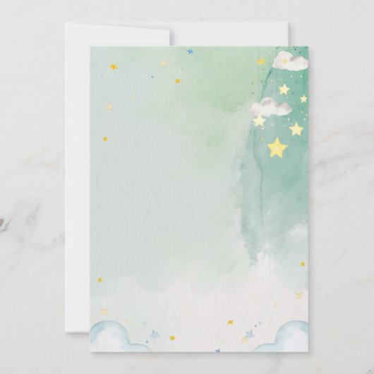 Eerste Tandfeest Schattigee Waterverf Sterren Baby Kaart (Achterkant)