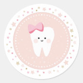 Eerste Tandfeestversiering. Voor baby girl Ronde Sticker (Voorkant)