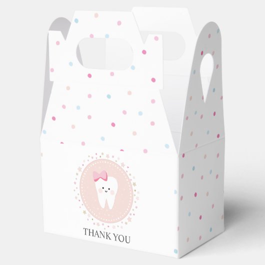 Eerste Tandpartij Dank u Girly ontwerp. Bedankdoosjes (Geopend)