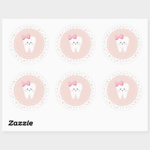 Eerste Tandpartij roze decoratieve sticker