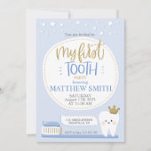 Eerste Tandpartij Uitnodiging voor Jongen (Voorkant)