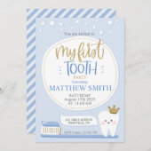 Eerste Tandpartij Uitnodiging voor Jongen (Voorkant / Achterkant)