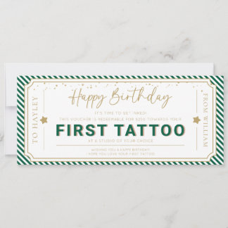 Eerste Tatoeage Verjaardagscadeau Giftcard Smaragd Kaart