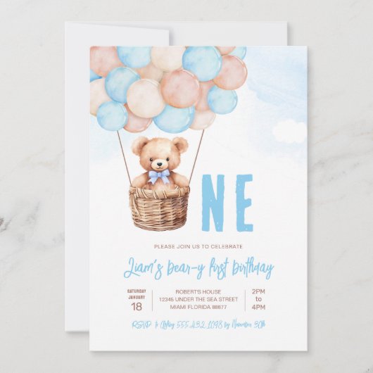 Eerste Teddybeer Boy Boho 1e verjaardag Kaart (Voorkant)