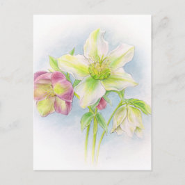 Eerste tekenen van de waterverf van voorjaarshelle briefkaart