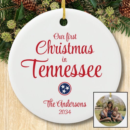 Eerste Tennessee Kerst Rood Foto Jaar Keepsake Keramisch Ornament