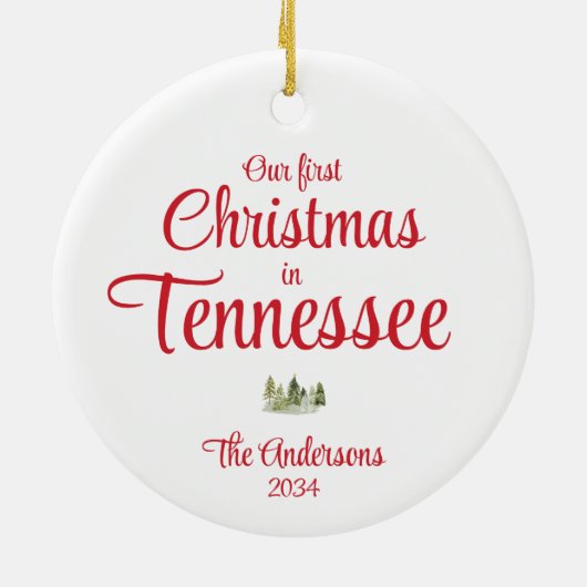 Eerste Tennessee Kerstmis TN Rood Jaar Keepsake Keramisch Ornament (Achterkant)