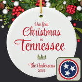 Eerste Tennessee Kerstmis TN Rood Jaar Keepsake Keramisch Ornament