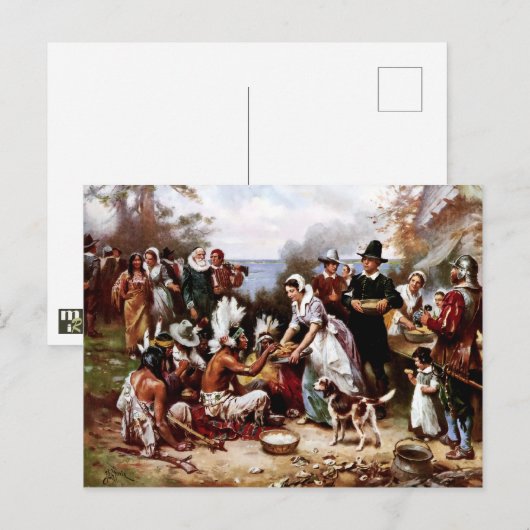 Eerste Thanksgiving 1621. Fine Art-Thanksgiving Briefkaart (Voorkant / Achterkant)