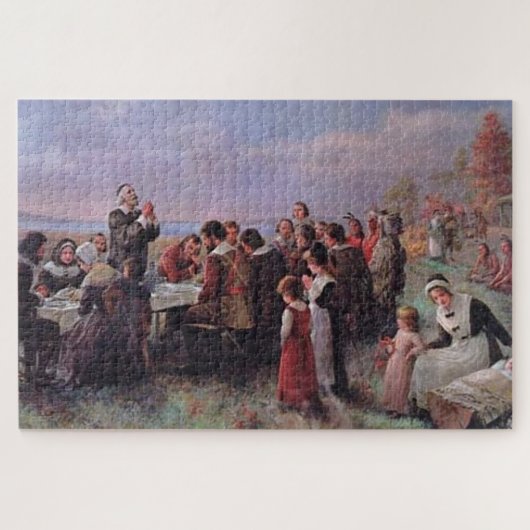 Eerste Thanksgiving bij Plymouth in 1621 Legpuzzel (Horizontaal)