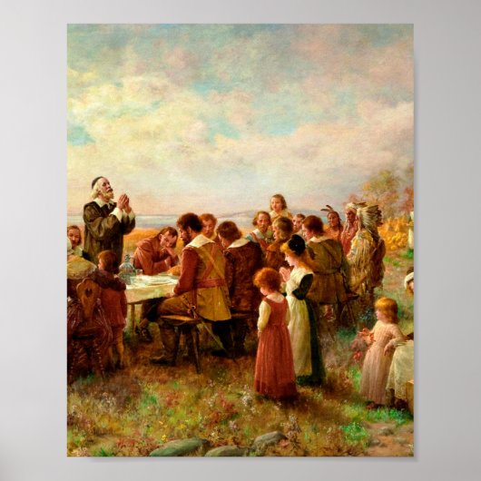 Eerste Thanksgiving bij Plymouth Jennie Brownscomb Poster (Voorkant)
