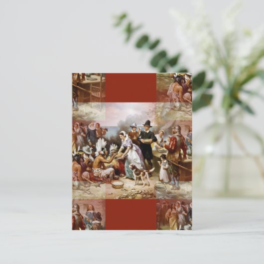 eerste Thanksgiving Feestdagenkaart (Staand voorkant)