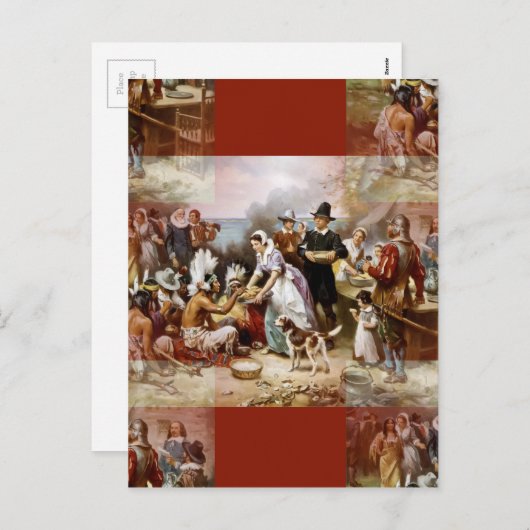 eerste Thanksgiving Feestdagenkaart (Voorkant / Achterkant)