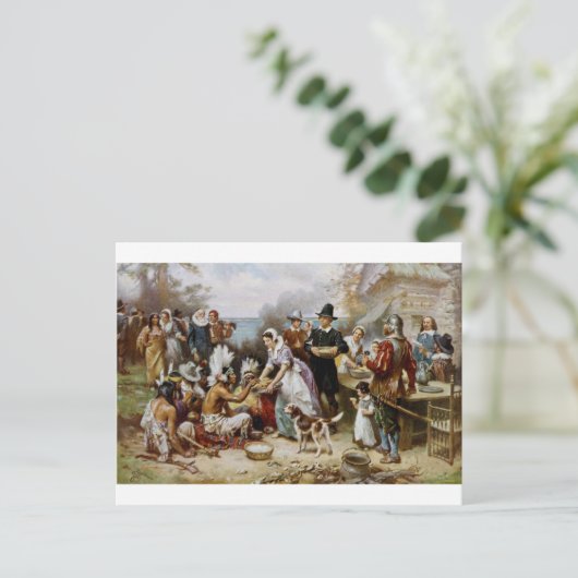 eerste Thanksgiving Feestdagenkaart (Staand voorkant)