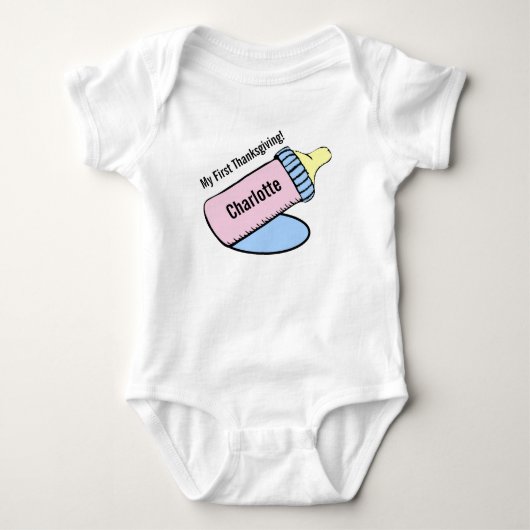 Eerste Thanksgiving-fles voor baby's Romper (Voorkant)